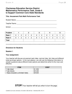 Fillable Online Clackamas Education Service District Mathematics