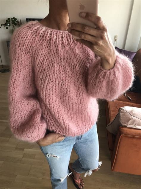 Manche De Ballon Rose De Pull De Mohair Vieux Rose Etsy France Roze