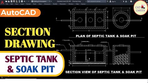 Section View Of Septic Tank And Soak Pit Complete Drawing In Autocad