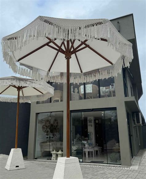 Guarda Sol Com Franja - Ombrelone Guarda Sol de Tecido Franja Macramê 2m - IndoBali