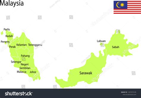 Malaysia Map Vector Illustration Stock Vector (Royalty Free) 1357573145 | Shutterstock