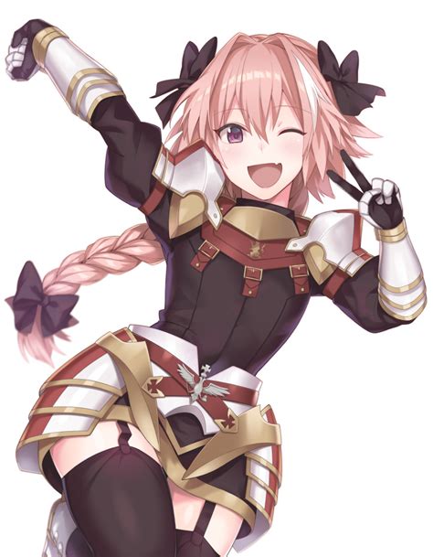 Safebooru 1boy Absurdres Astolfo Fate Black Legwear Black Ribbon Black Skirt Braid Emblem