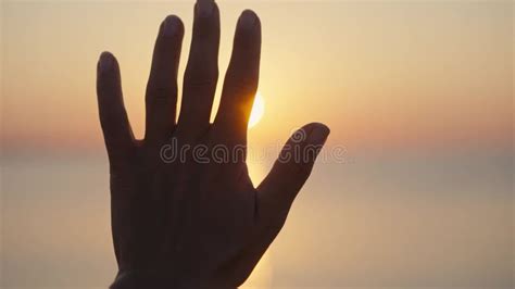 Person Holding Hand Up To The Light Touching Rays Of Warm Sunshine