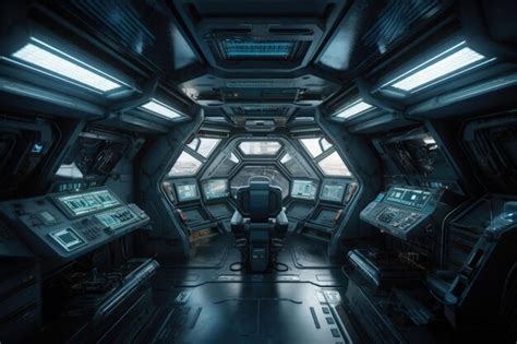 Premium AI Image | Illustration of the interior of a futuristic and