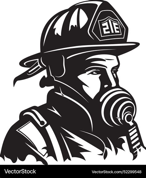 Firefighter emblem in monochrome fire brigade Vector Image