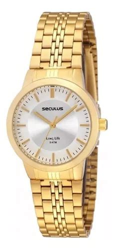 Rel Gio Seculus Feminino Long Life Lpstda Lindo Cor Da Correia