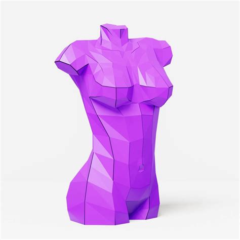 Woman Torso Papercraft Sculpture 3d Woman Torso Diy Template Etsy