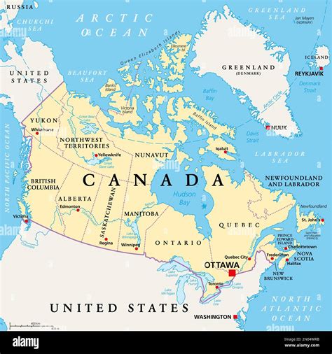 Canada, administrative divisions, political map. The ten provinces and ...