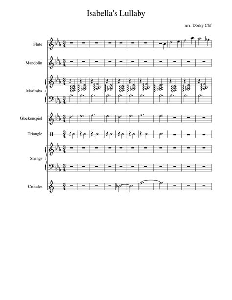 Isabella S Lullaby Remastered Sheet Music For Flute Strings Group Marimba Glockenspiel And More