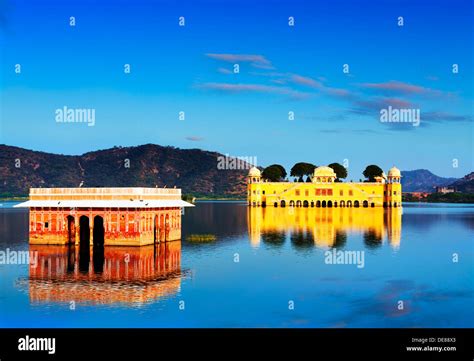 The Palace Jal Mahal Water Palace At Sunset Mansarovar Lake Jaipur