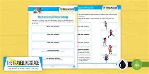 Free The Elements Of Dance Body Worksheet Teacher Made