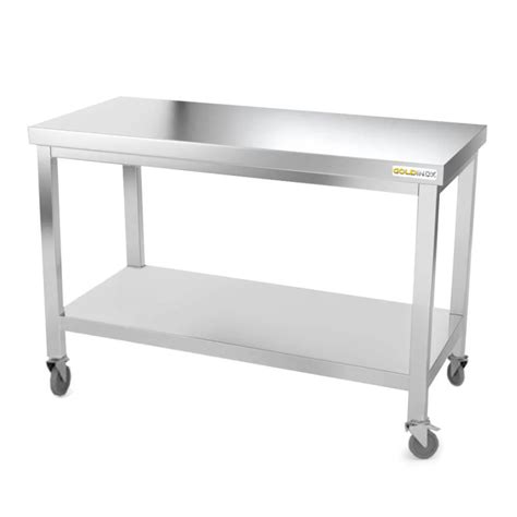 Table Inox 1500 X 700 Mm Sur Roulettes GOLDINOX