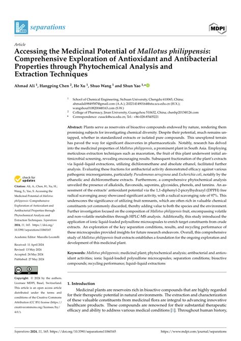 Pdf Accessing The Medicinal Potential Of Mallotus Philippensis