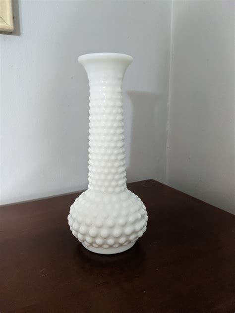 Vintage E O Brody Hobnail Milk Glass Bud Vase Etsy