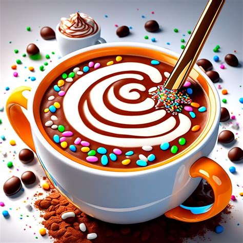 Premium AI Image A Close Up Of A Mug Of Hot Cocoa With Whipped Cream And Sprinkles On Top HD