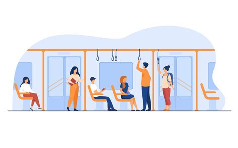 People Standing And Sitting In Bus Or Metro Train Png Images Eps Free