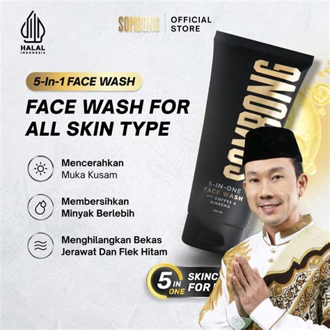 Jual SOMBONG 5 In 1 Face Wash With Coffee Ginseng Sabun Pembersih