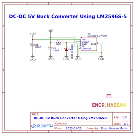 DC DC 5V Buck Converter Using LM2596S 5 OSHWLab