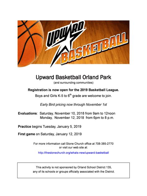 Fillable Online Upward Basketball Orland Park Fax Email Print Pdffiller