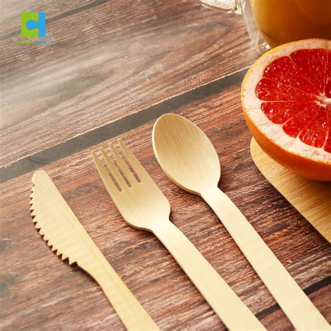 Disposable Portable Bamboo Cutlery Set Knife Fork And Spoon