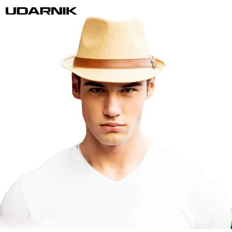 Men Straw Fedora Hats 56 58cm Trilby Jazz Gentleman Cap Casual ...