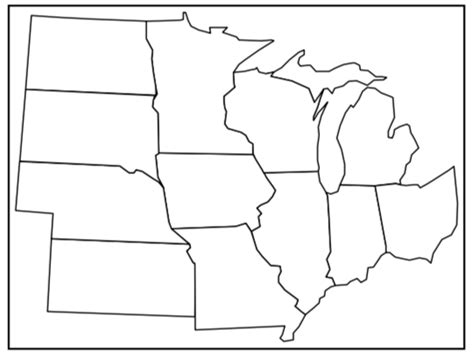 42 blank midwestern states map