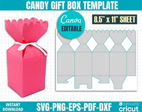 Candy Box Template Svg, Candy Box Svg, Candy Gift Box, Party Favor Box, Box Svg, Gift Box ...