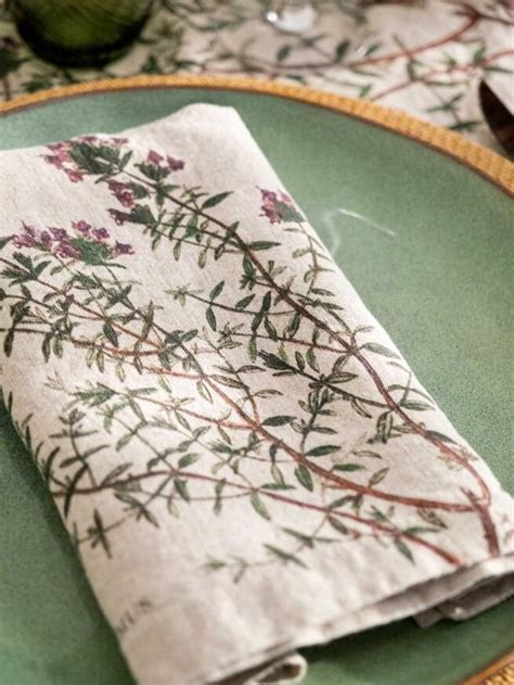 Aromatic Herbs Linen Napkins Set Of 6 100 Linen LINOROOM