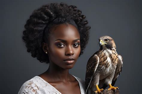 Premium Photo Photograph Of A Dark Skinned Woman With A Hawk