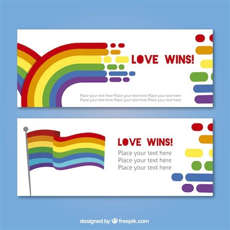 Colorful pride day banners with flag and rainbow Vector | Free Download