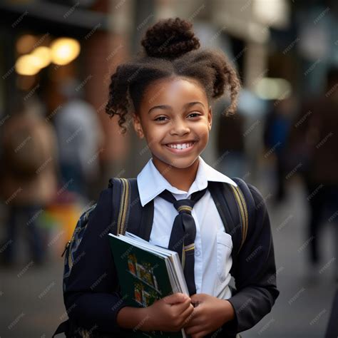 Premium Photo | A black girl in school uniform