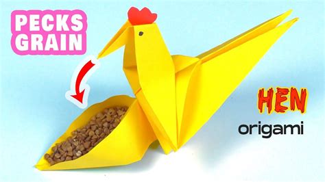 Origami Hen That Pecks Grain Easy Diy Paper Chicken From A In