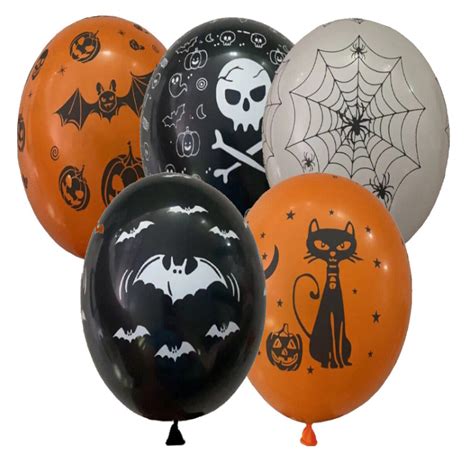 Pack Of 15 Halloween Party Balloons Decorations - Five Designs