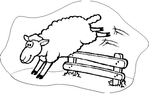 Sheep Jumping Over Fence Coloring Page High Quality