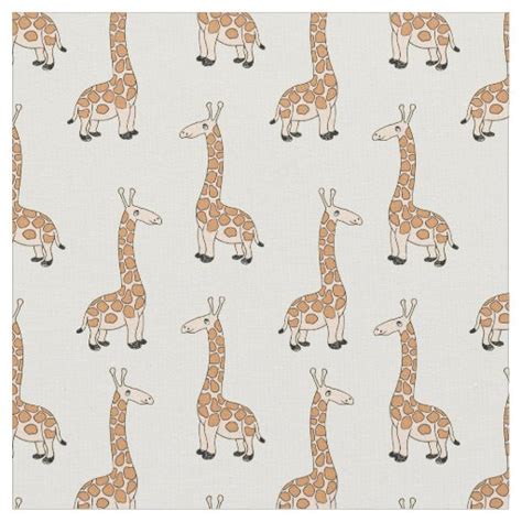 Cute Baby Giraffe On White Fabric Zazzle