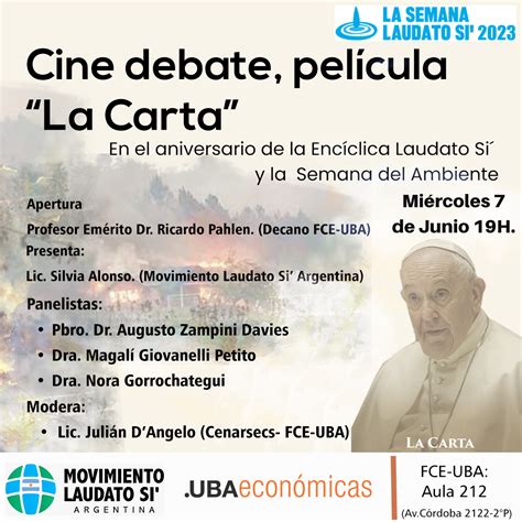 Cine Debate La Carta En La Semana Laudato Si Juli N D Angelo