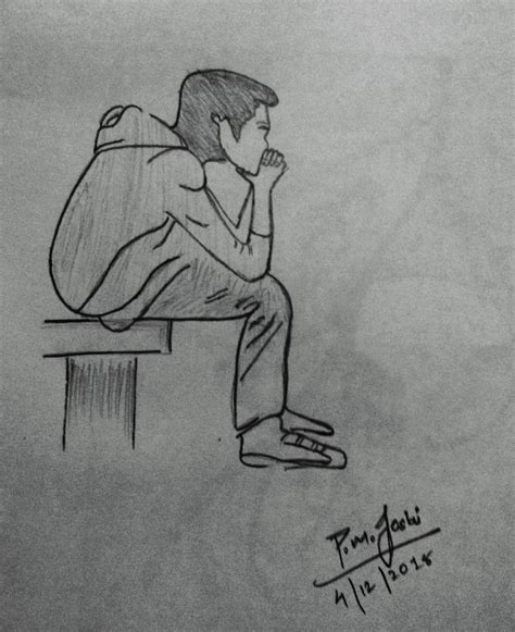 Sad Boy Alone Drawing