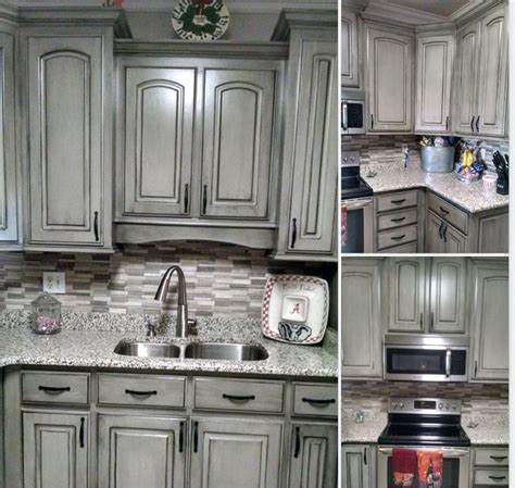 Grey W Blk Wax Kitchen Cabinets Makeover Grey Kitchen Cabinets