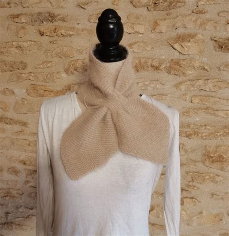 Echarpe Cravate Angora Beige Ros Marie Tricote