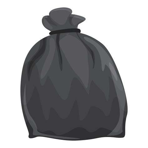 Black Trash Bag Icon Cartoon Vector Waste Bin Vector Art At