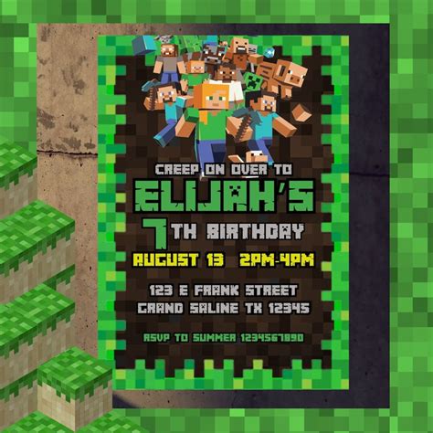 Custom Minecraft Birthday Invitation - Etsy