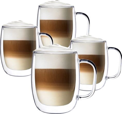 Luxe Latte Macchiato Glazen Met Oor Dubbelwandige Koffieglazen