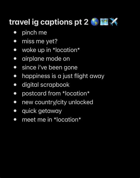 A Black Background With The Words Travel Ig Captions Pt 2x And 3x