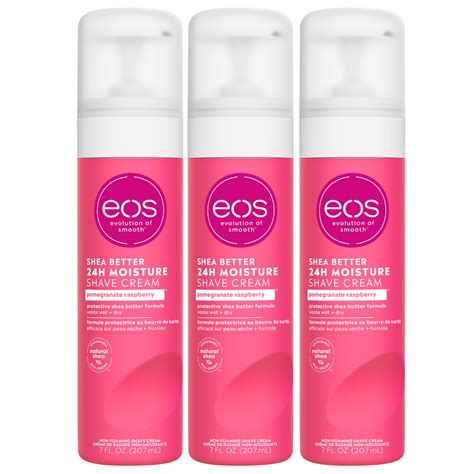 Eos Shea Butter Shave Cream For Women Pomegranate Raspberry 24h Moisture 3 Pack 7 Oz