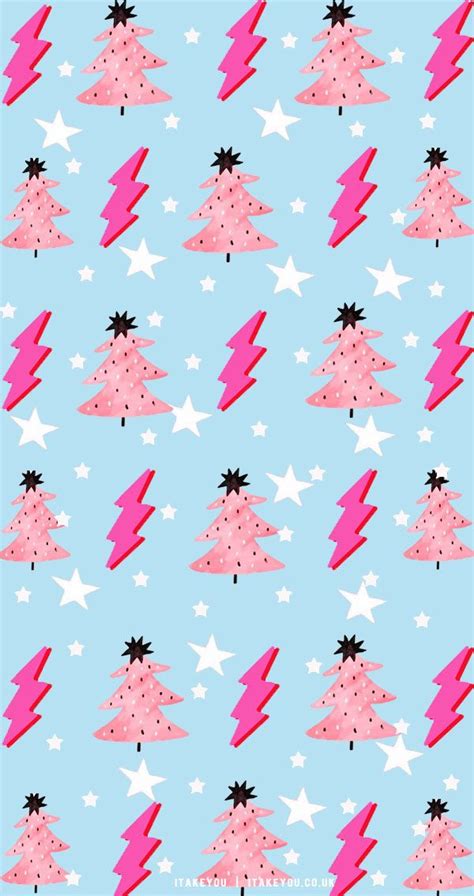 40 Preppy Christmas Wallpaper Ideas Pink Christmas Tree Light Blue