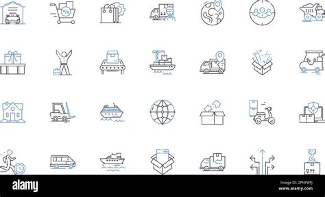 Fleet Management Line Icons Collection Tracking Optimization