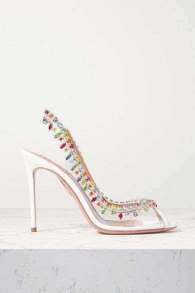 Aquazzura Temptation Crystal Embellished Pvc And Leather Slingback