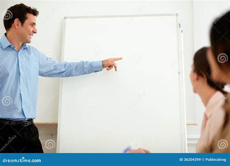 Charming Professional Man Pointing At Whiteboard Stock Image Image Of