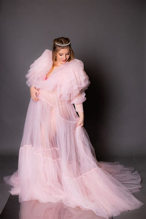 Sheer Maternity Dress For Photoshoot Tulle Maternity Robe Etsy