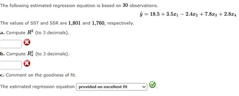 The following estimated regression equation is based | Chegg.com